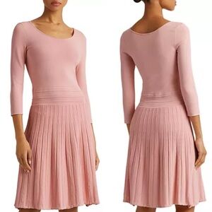 Lauren Ralph Lauren Pink Three-Quarter Sleeve Jersey Dress SP